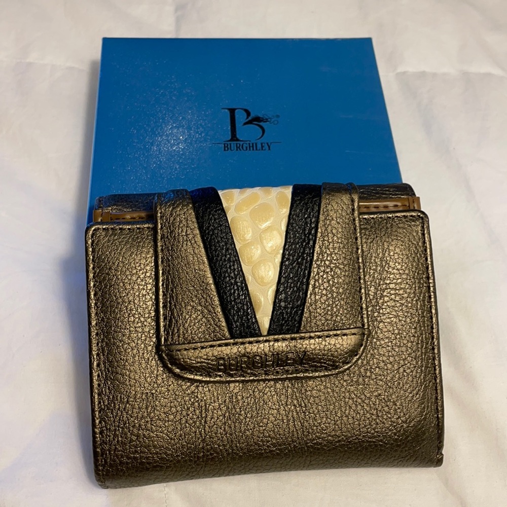 Fashionable multi-compartment wallet by Burghley - ample slots and sections NWT